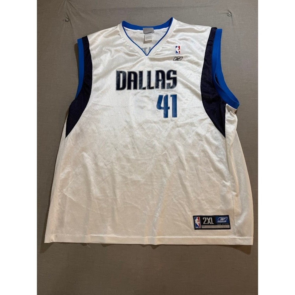 Dallas Mavericks #41 Dirk Nowitzki Basketball Jersey 2XL White Blue Reebok